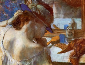  dancer Oil Painting - At the Mirror Impressionism ballet dancer Edgar Degas